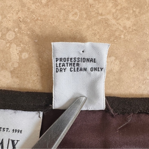 Armani Exchange Brown Square Solid Patchwork Suede A Line Womens Size 8 Skirt - Picture 13 of 13